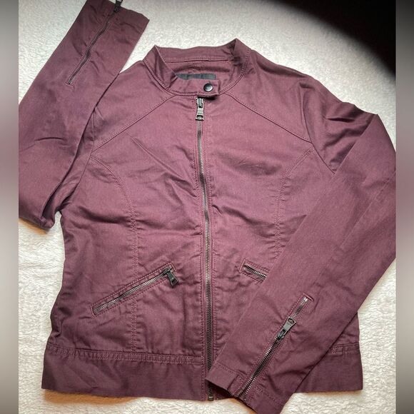 BANANA REPUBLIC S Cropped Deep Burgundy Unisex Utility Jacket - Picture 13 of 13